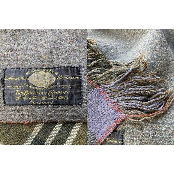 60" x 64" Beckman Northern Ohio Blanket Mills 100% Wool Vintage Made in USA - Picture 6 of 6